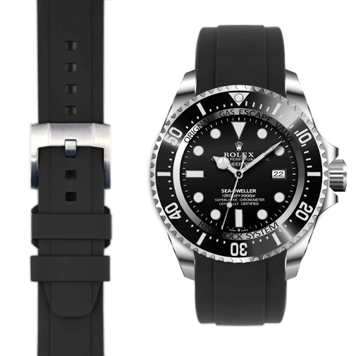Gebogenes Kautschukarmband für Rolex Deepsea mit Dornschließe
