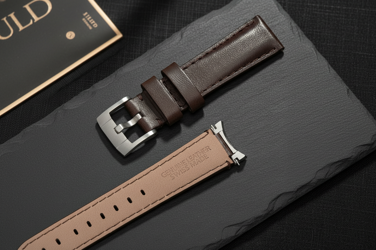 Lederarmband mit Stahlendstück für Rolex Explorer II mit Dornschließe