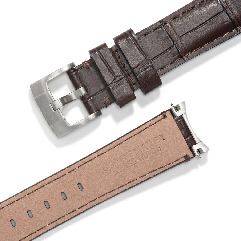 Edelstahl-Anstoß Lederarmband für Rolex Ceramic Daytona mit Dornschließe