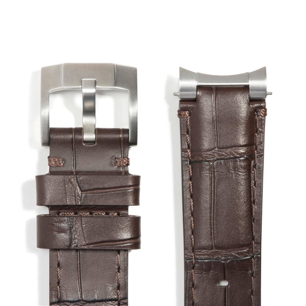Stahl-Endstück-Lederarmband für Rolex Explorer I mit Dornschließe