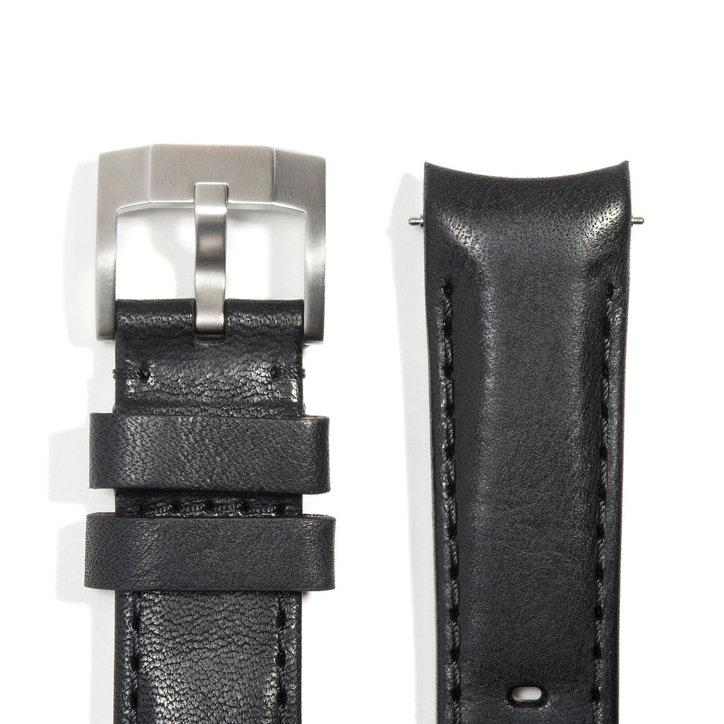 Armband aus Leder mit gebogenem Ende für Rolex Submariner Ceramic mit Dornschließe