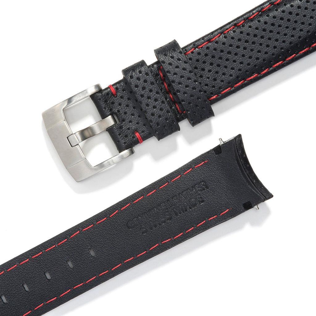 Gewölbtes Rennsport-Lederarmband für Rolex Keramik Daytona mit Dornschließe