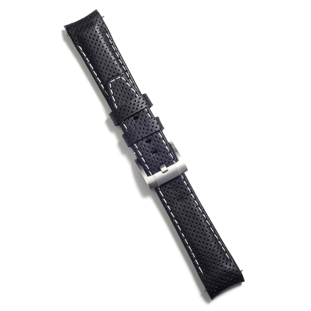 Gewölbtes Rennsport-Lederarmband für Rolex Keramik Daytona mit Dornschließe