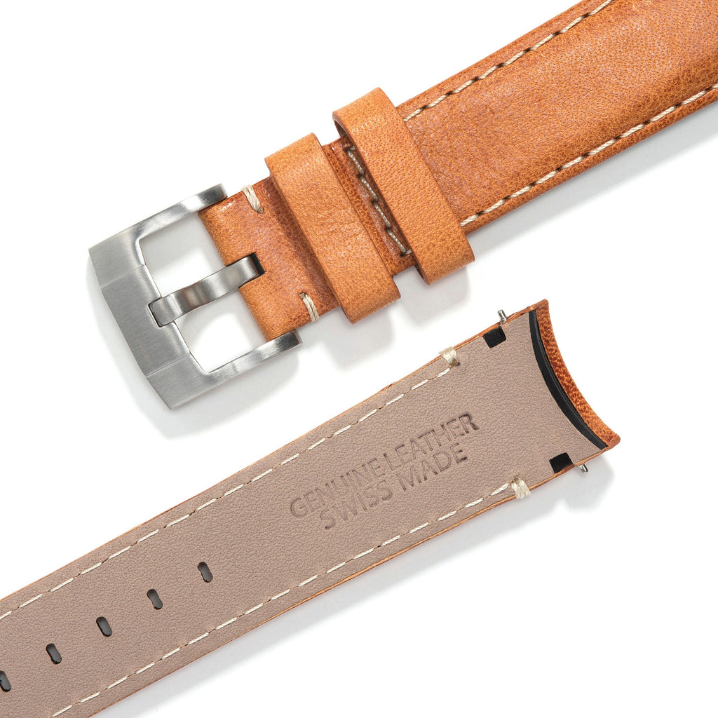Lederarmband mit gebogenem Ende für Rolex Explorer I mit Dornschließe