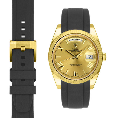 Gewölbtes Kautschukarmband für Rolex Day-Date 40mm mit Dornschließe