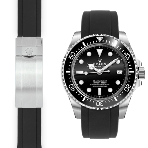 Gebogenes Kautschukarmband für Rolex Sea-Dweller 4000 Faltschließe