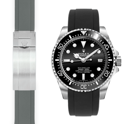 Gebogenes Kautschukarmband für Rolex Sea-Dweller 4000 Faltschließe