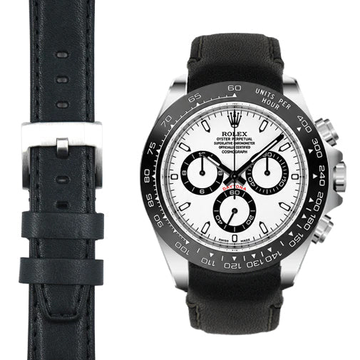 Lederarmband mit gebogenem Ende für Rolex Ceramic Daytona mit Dornschließe