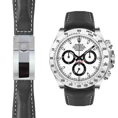 Gebogenes Lederarmband für Rolex Daytona Faltschließe