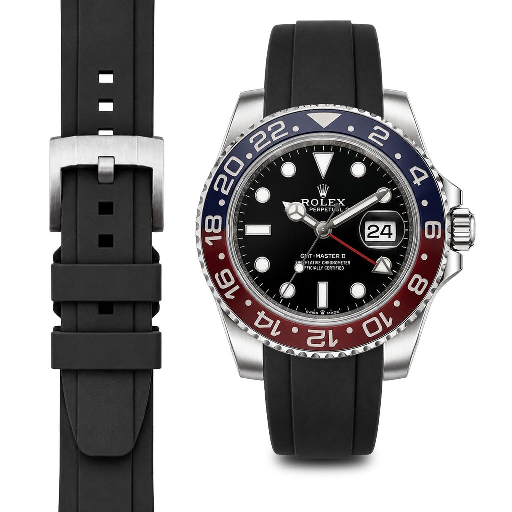 Gebogenes Kautschukarmband für Rolex GMT Ceramic Jubilee mit Dornschließe