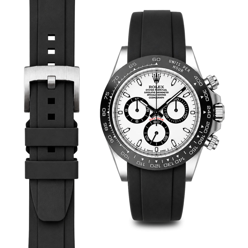 Gebogenes Kautschukarmband für Rolex Ceramic Daytona mit Dornschließe