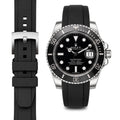 Gewölbtes Kautschukarmband für Rolex Submariner Keramik mit Dornschließe