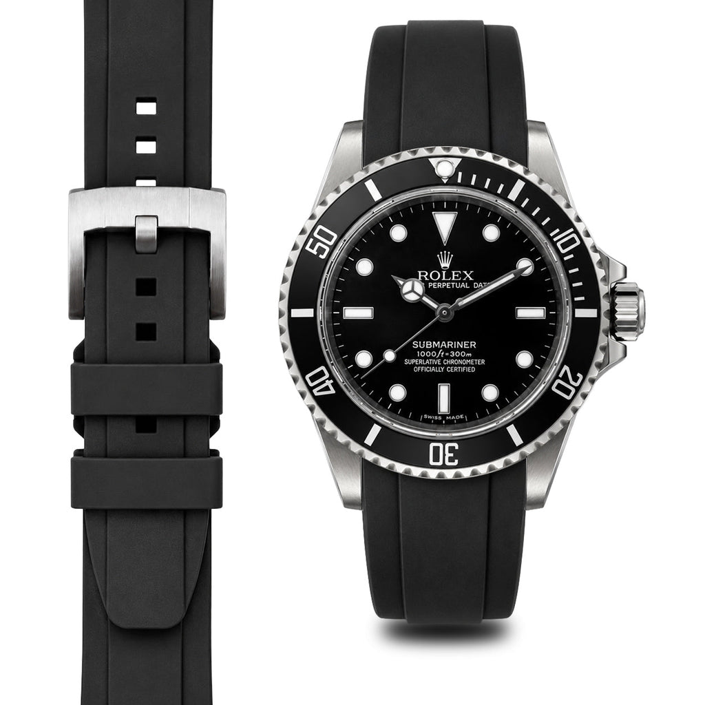 Gebogenes Kautschukarmband für Rolex Submariner No-Date mit Dornschließe