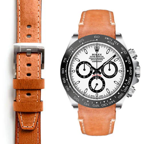 Lederarmband mit gebogenem Ende für Rolex Ceramic Daytona mit Dornschließe