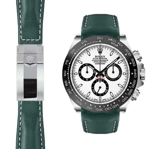 Lederarmband mit gebogenem Ende für Rolex Ceramic Daytona Faltschließe
